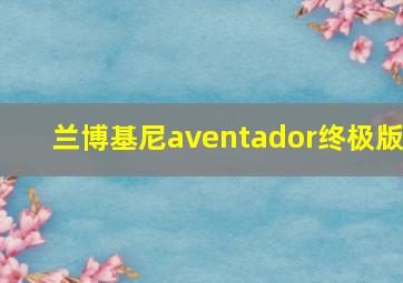 兰博基尼aventador终极版