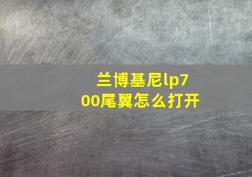 兰博基尼lp700尾翼怎么打开