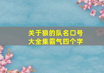 关于狼的队名口号大全集霸气四个字