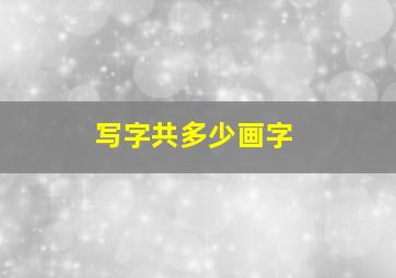 写字共多少画字