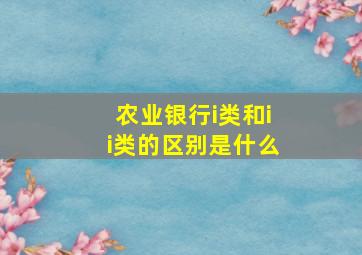 农业银行i类和ii类的区别是什么