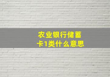 农业银行储蓄卡1类什么意思