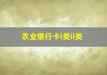 农业银行卡i类ii类