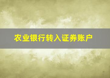 农业银行转入证券账户