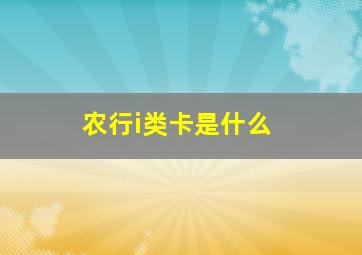 农行i类卡是什么