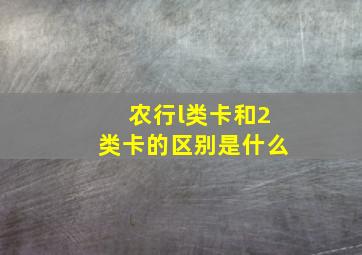 农行l类卡和2类卡的区别是什么