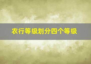 农行等级划分四个等级