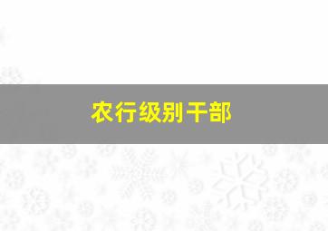 农行级别干部