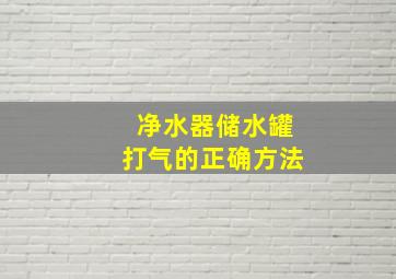 净水器储水罐打气的正确方法