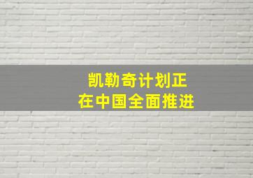 凯勒奇计划正在中国全面推进