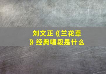 刘文正《兰花草》经典唱段是什么