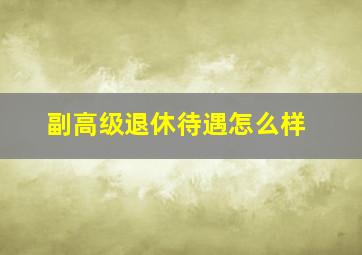 副高级退休待遇怎么样