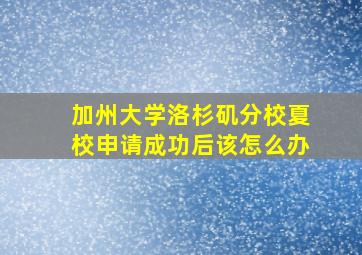 加州大学洛杉矶分校夏校申请成功后该怎么办