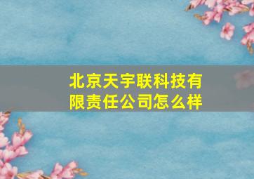 北京天宇联科技有限责任公司怎么样