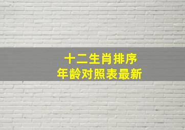 十二生肖排序年龄对照表最新