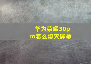 华为荣耀30pro怎么熄灭屏幕