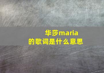 华莎maria的歌词是什么意思