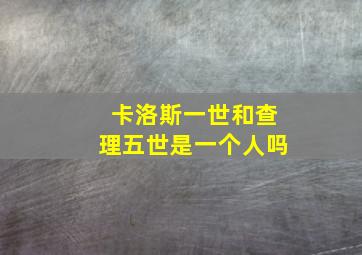 卡洛斯一世和查理五世是一个人吗