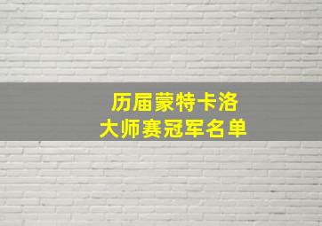 历届蒙特卡洛大师赛冠军名单