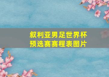 叙利亚男足世界杯预选赛赛程表图片