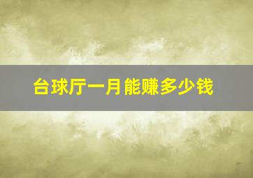 台球厅一月能赚多少钱