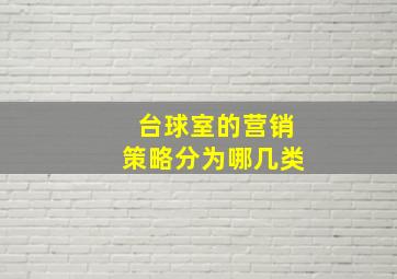 台球室的营销策略分为哪几类