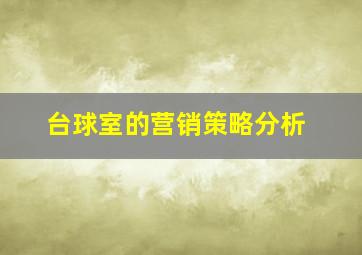 台球室的营销策略分析