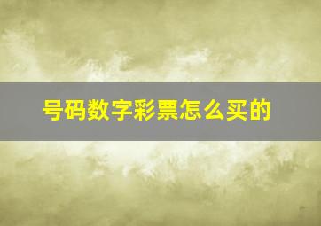 号码数字彩票怎么买的