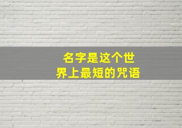 名字是这个世界上最短的咒语