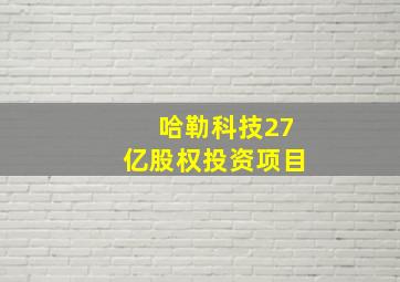 哈勒科技27亿股权投资项目