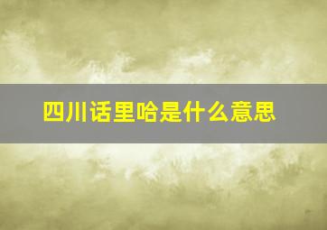 四川话里哈是什么意思