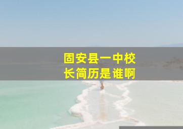 固安县一中校长简历是谁啊