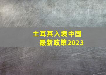 土耳其入境中国最新政策2023