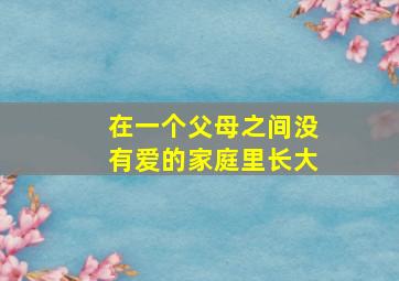 在一个父母之间没有爱的家庭里长大