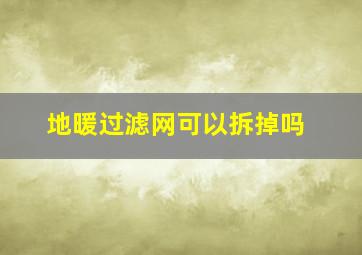 地暖过滤网可以拆掉吗