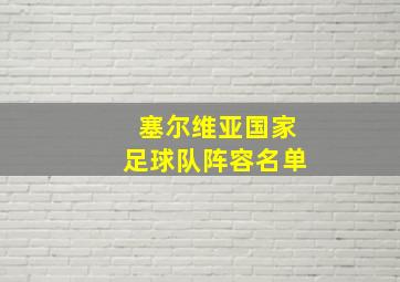 塞尔维亚国家足球队阵容名单