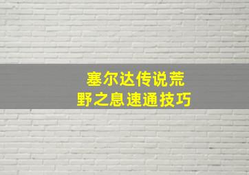 塞尔达传说荒野之息速通技巧