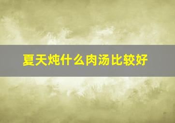 夏天炖什么肉汤比较好