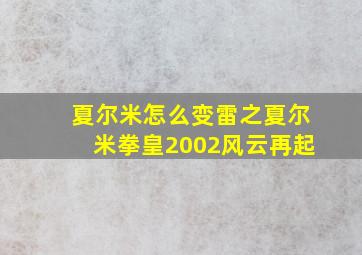 夏尔米怎么变雷之夏尔米拳皇2002风云再起