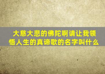 大慈大悲的佛陀啊请让我领悟人生的真谛歌的名字叫什么