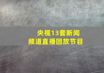 央视13套新闻频道直播回放节目