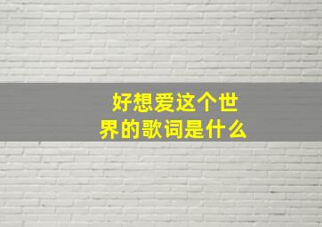 好想爱这个世界的歌词是什么