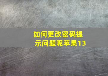 如何更改密码提示问题呢苹果13