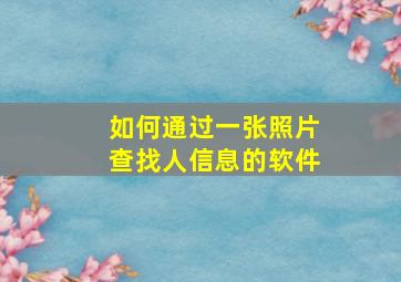 如何通过一张照片查找人信息的软件