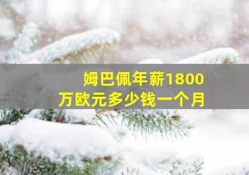 姆巴佩年薪1800万欧元多少钱一个月