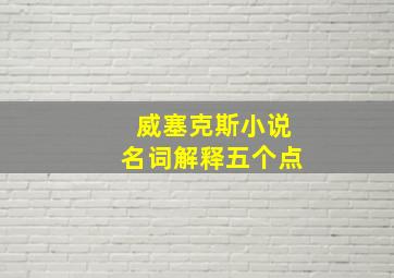 威塞克斯小说名词解释五个点