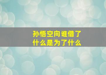 孙悟空向谁借了什么是为了什么