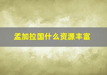 孟加拉国什么资源丰富