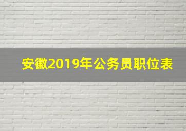 安徽2019年公务员职位表