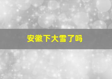 安徽下大雪了吗